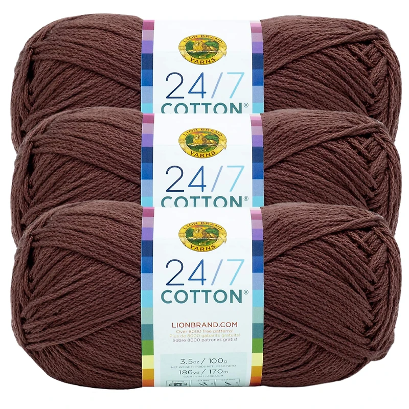 3 Pack Lion Brand® 24/7 Cotton® Yarn