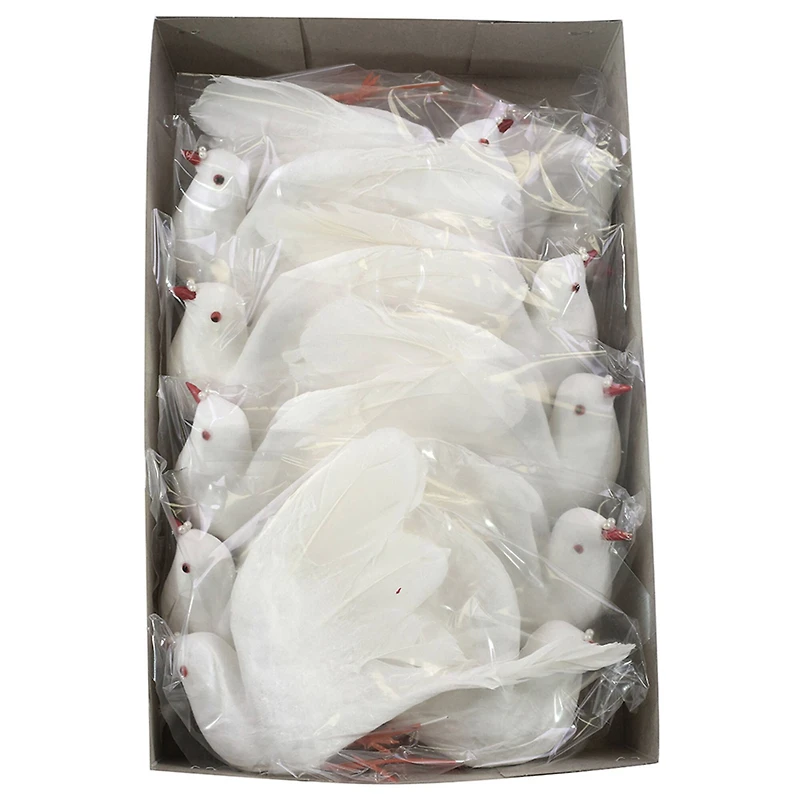 JAM Paper White 6" Sparkle Dove Floral Accessories, 12ct.