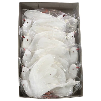 JAM Paper White 6" Sparkle Dove Floral Accessories, 12ct.