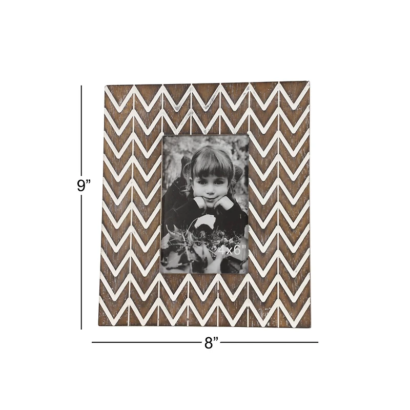 2 Pack Brown & White Chevron Modern 8" x 9" Frame