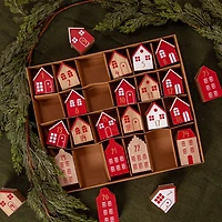 Hello Honey® Red, White & Natural Wood House Advent Calendar Set