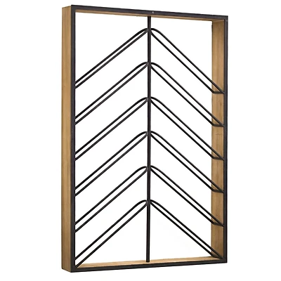 Wood & Metal Wall Mounted Wine Rack