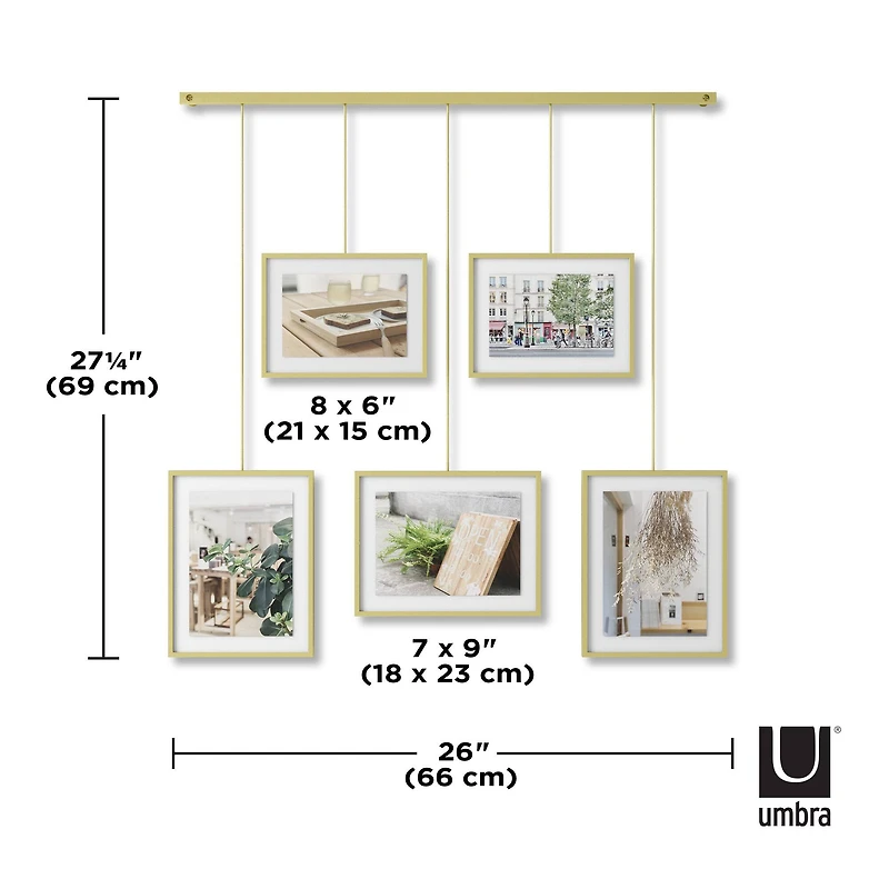 Umbra Matte Brass Exhibit Gallery Picture Frame Set