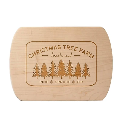 Christmas Tree Farm 8" x 11" Maple Oval Cutting Board