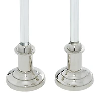 The Novogratz Set of 2 Silver Aluminum Glam Candle Holder, 12", 16"