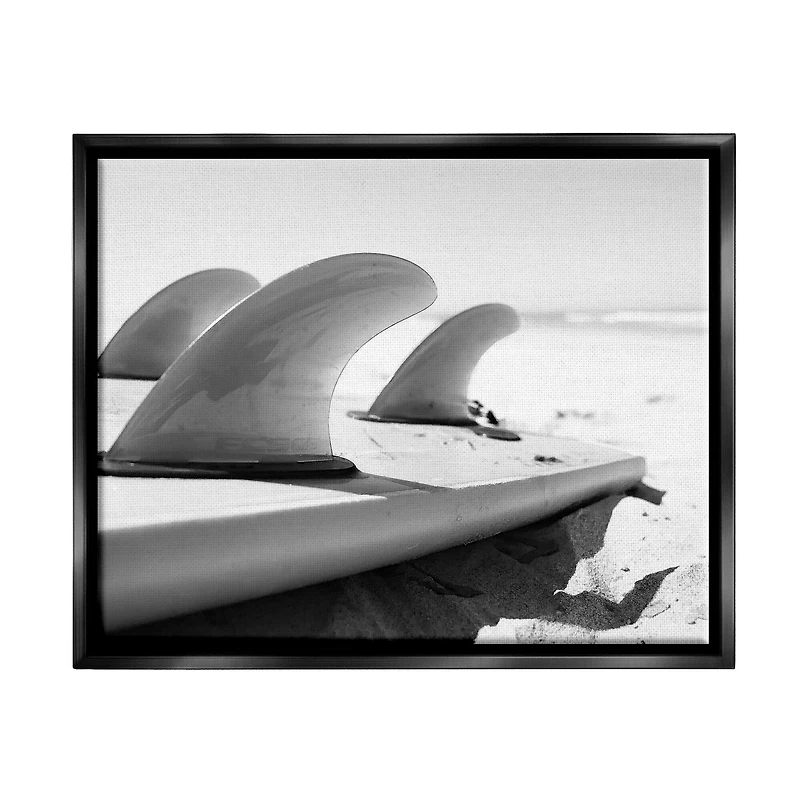 Stupell Industries Surfboard Fins Beach Coast Photography Framed Floater Canvas Wall Art