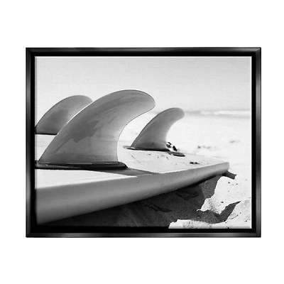 Stupell Industries Surfboard Fins Beach Coast Photography Framed Floater Canvas Wall Art