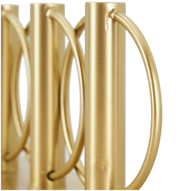 11" Gold Metal Overlapping Circular Ring Candelabra