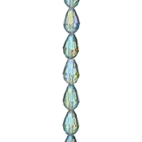Iridescent Green Glass Teardrop Beads, 14mm by Bead Landing™