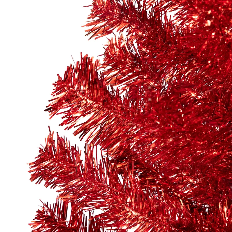 4ft. Unlit Red Artificial Tinsel Christmas Tree