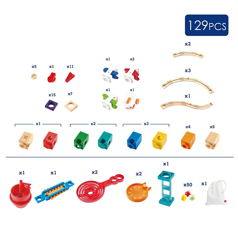 Hape Quadrilla Wooden Super Spiral Marble Run Construction Set