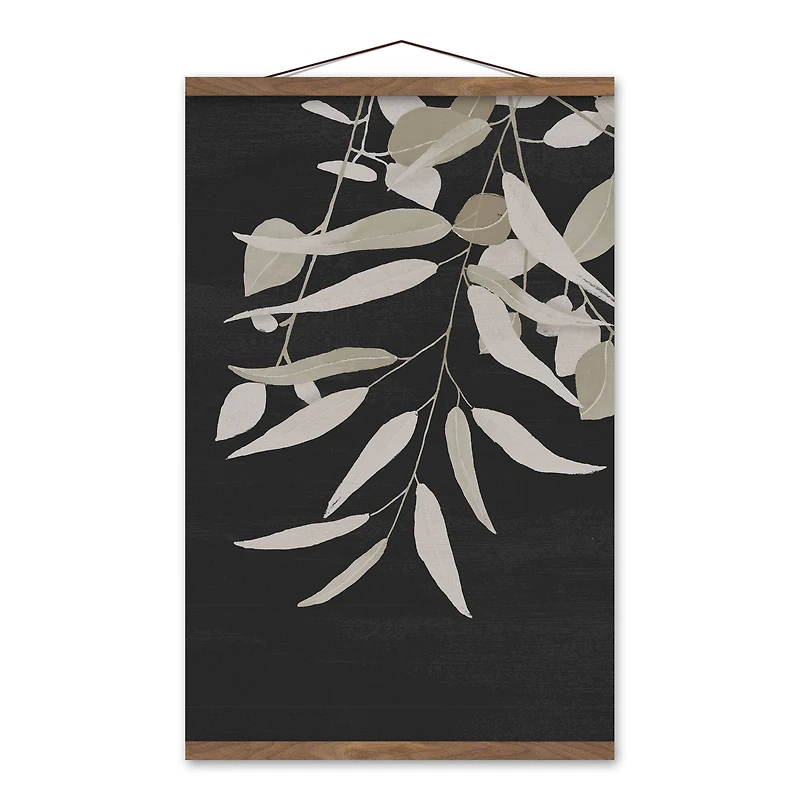 Black and White Greenery 16" x 24" Teak Hanging Canvas - Set of 2