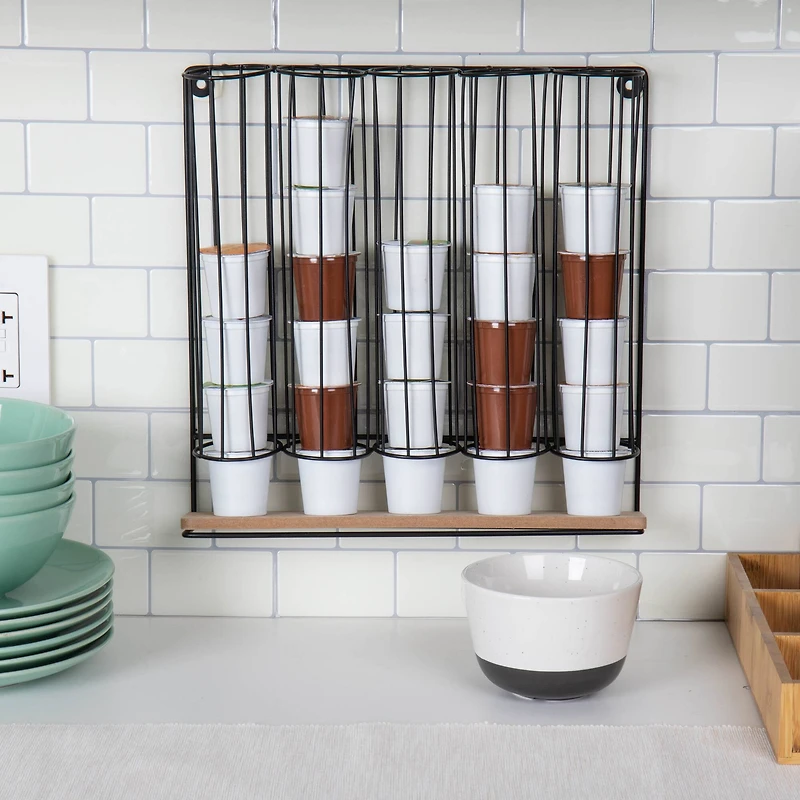 Mind Reader Black 5 Compartment Single Serve Coffee Pod Dispenser Wall Mount