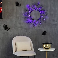 23" Pre-Lit Halloween Black Wreath