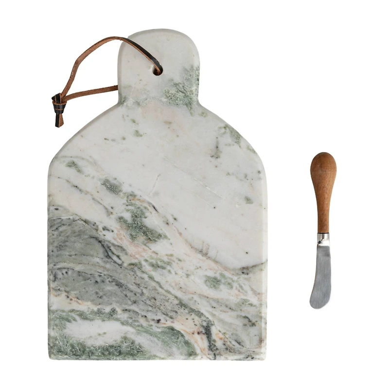 Hello Honey 12" x 8" Green Marble Cutting Board with Knife