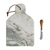 Hello Honey 12" x 8" Green Marble Cutting Board with Knife