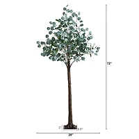 6ft. Pre-Lit Artificial Eucalyptus Tree with Warm White LED Lights