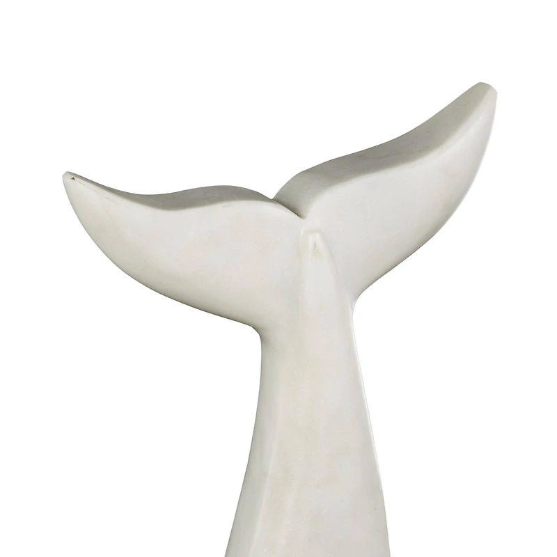 White Marble Whale Tail Sculpture Set