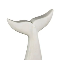 White Marble Whale Tail Sculpture Set