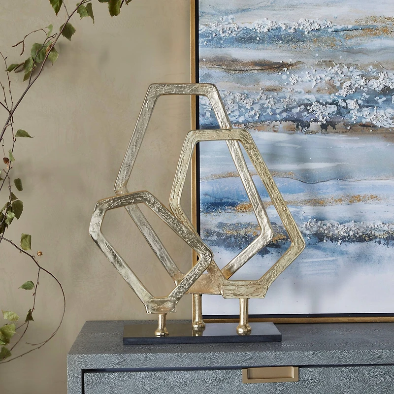 Gold Aluminum Contemporary Sculpture, 22" x 18" x 6"