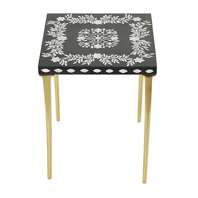 20" Gold Eclectic Aluminum Accent Table