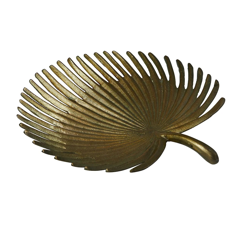 Hello Honey® 13" Antique Gold Finish Decorative Aluminum Palm Frond Tray