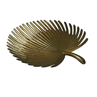 Hello Honey® 13" Antique Gold Finish Decorative Aluminum Palm Frond Tray