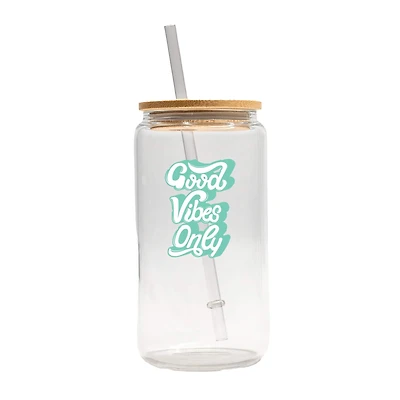 16oz. Good Vibes Only Script Glass Can Cup