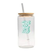 16oz. Good Vibes Only Script Glass Can Cup