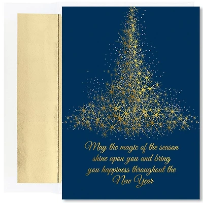 JAM Paper Magic of the Season Sparkling Tree Christmas Cards & Envelopes Set
