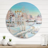 Designart - Country Road In Winter Landscape With Temple