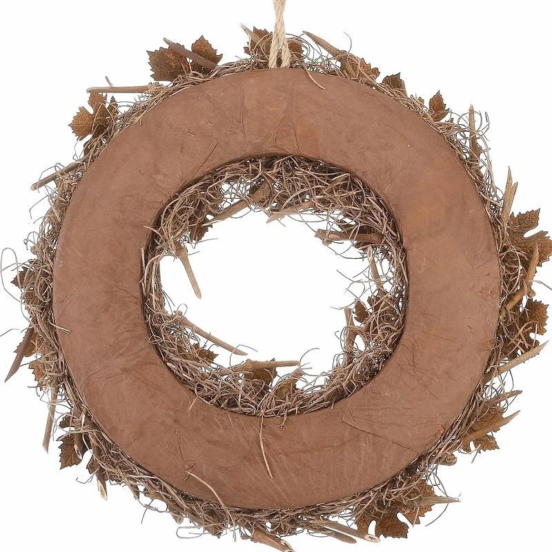 18" Harvest Brown Maple Leaves Wreath