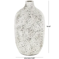 17" White Antique-Style Textured Ceramic Vase