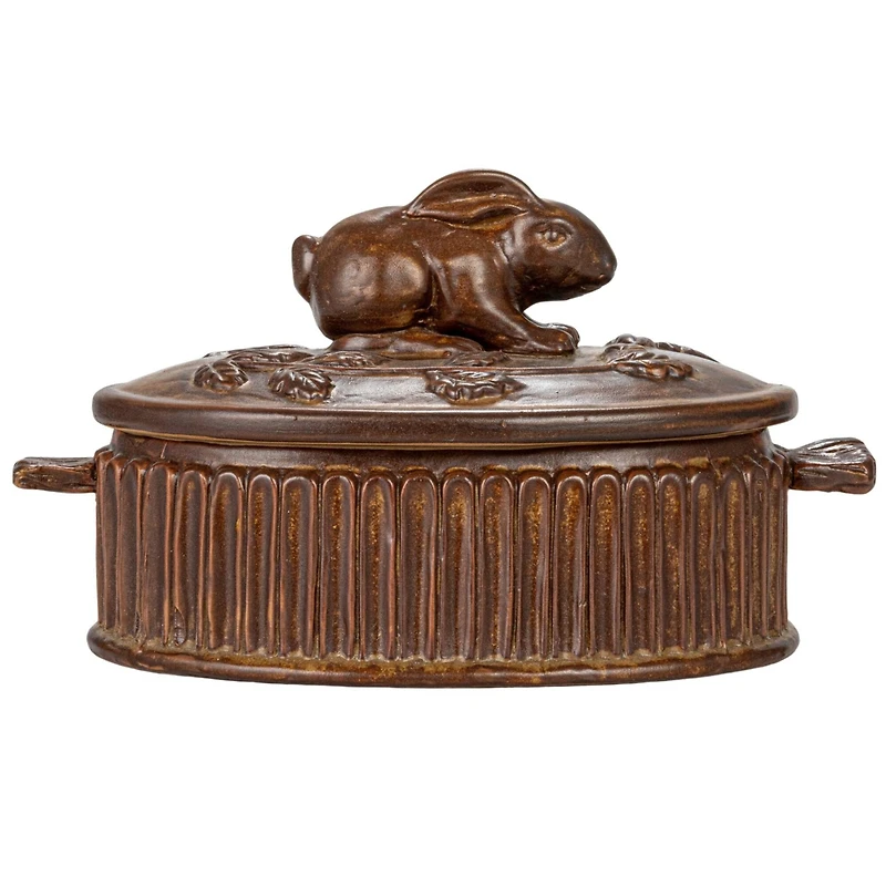 Hello Honey® Matte Brown Stoneware Baker with Rabbit Design