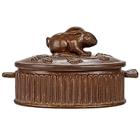 Hello Honey® Matte Brown Stoneware Baker with Rabbit Design