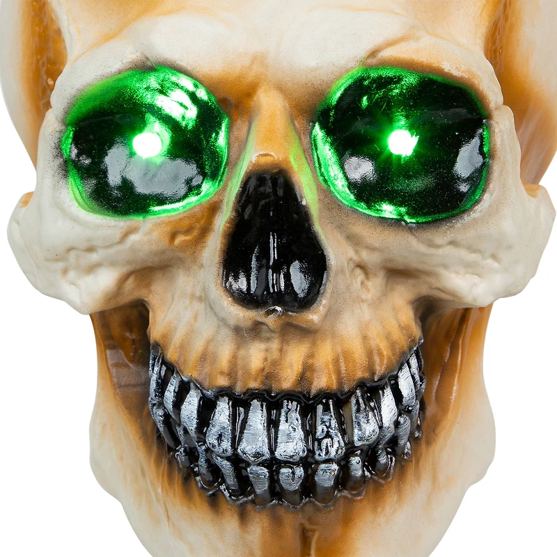 15" Lighted Skeleton Head Halloween Pathway Markers with Sound Set