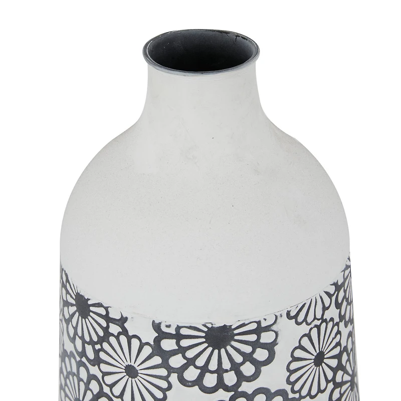 White Iron French Country Vase, 16" x 8" x 8"