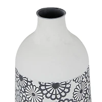 White Iron French Country Vase, 16" x 8" x 8"
