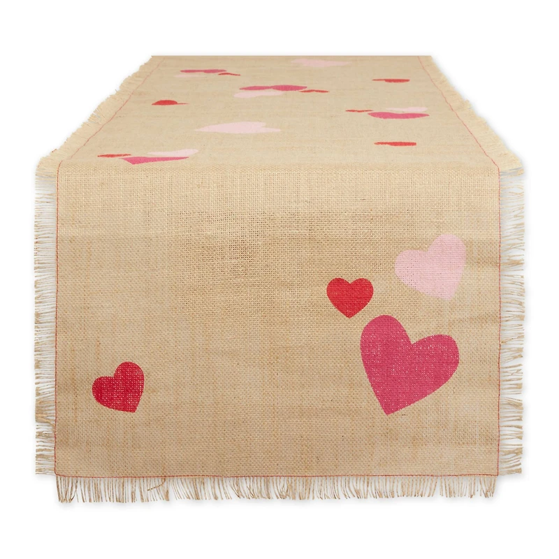 DII® 74" Hearts Printed Jute Table Runner