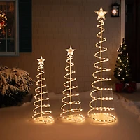 3ft., 4ft., & 6ft. Pre-Lit Spiral Artificial Christmas Tree Set, Clear Lights