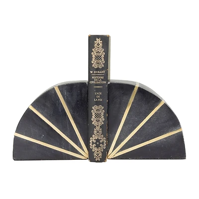CosmoLiving by Cosmopolitan Black Marble Glam Bookends, 5" x 5" x 2"