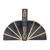 CosmoLiving by Cosmopolitan Black Marble Glam Bookends, 5" x 5" x 2"