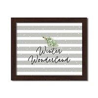 20" Winter Wonderland Gray Stripes Black Framed Print Wall Art