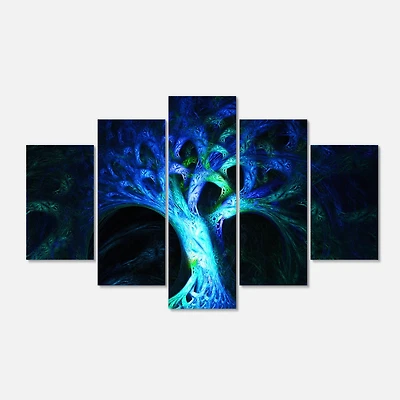 Designart - Magical Blue Psychedelic Tree - Contemporary Canvas Art Print