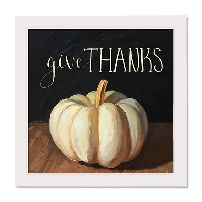 White Harvest Pumpkin Wall Art in White Frame