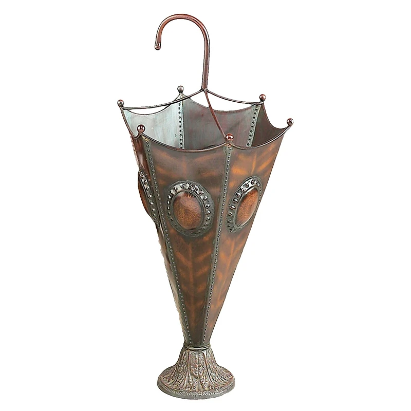 28" Brown Metal Rustic Umbrella Stand