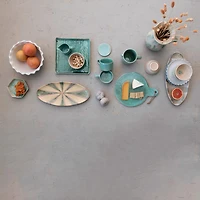 Hello Honey® 13.75" Aqua Round Stoneware Cheese Board with Leather Tie