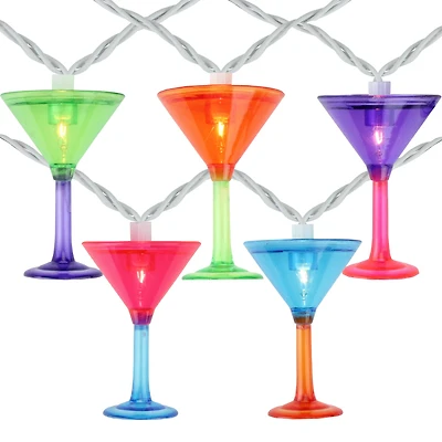 10ct. Multicolored Martini Glass Garden Patio String Lights