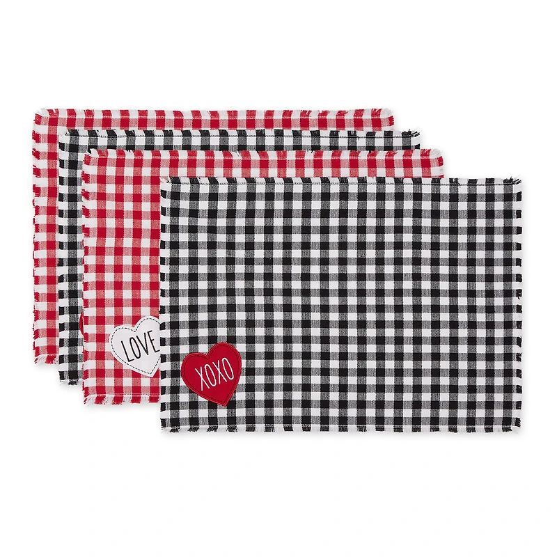 DII® Love and Xoxo Checkers Embellished Placemats (Set of 4)