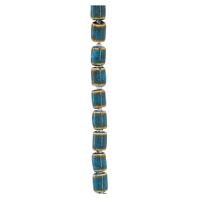 Blue & Tan Ceramic Tube Beads, 12mm by Bead Landing™